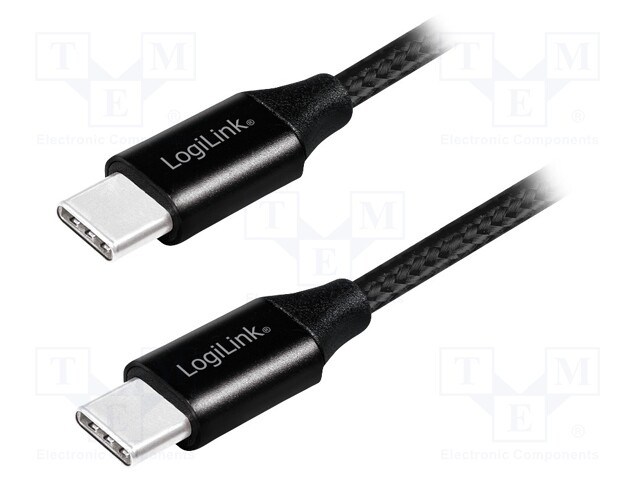 Cable; USB 2.0; both sides,USB C plug; 1m; black