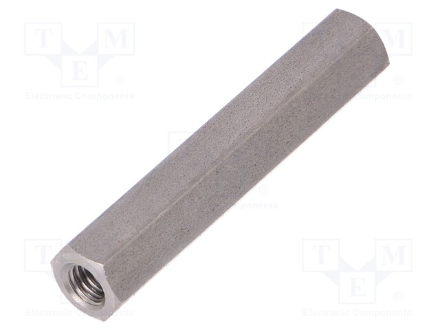 Screwed spacer sleeve; Int.thread: M6; 55mm; hexagonal