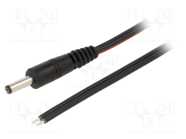 Cable; wires,DC 4,0/1,7 plug; straight; 0.75mm2; black; 1.5m