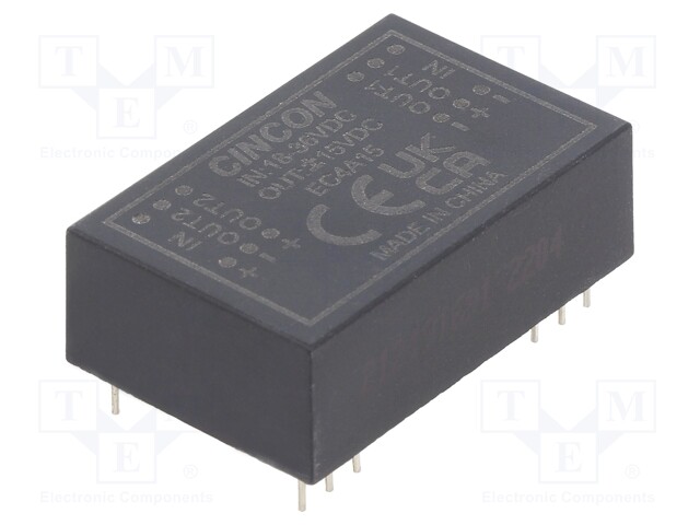 Converter: DC/DC; 5/6W; Uin: 18÷36V; Uout: 15VDC; Uout2: -15VDC; THT