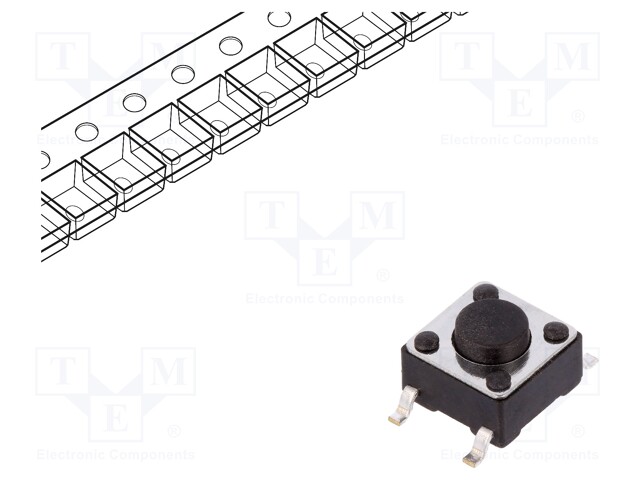 Microswitch TACT; SPST-NO; Pos: 2; 0.05A/12VDC; SMT; none; 1.6N