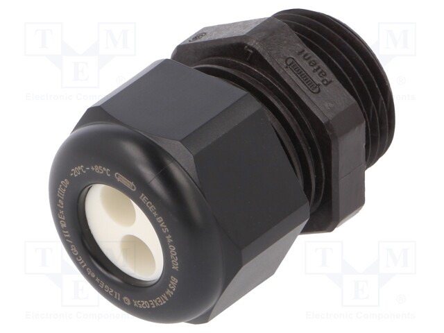 Cable gland; M20; IP68; Mat: polyamide; black; Holes no: 2; 5mm