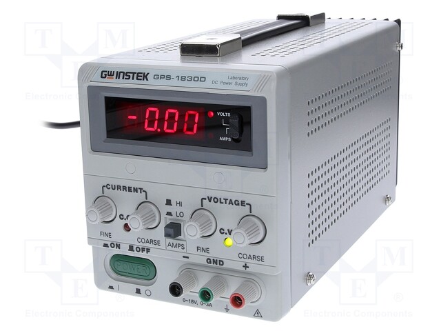 Power supply: laboratory; Channels: 1; 0÷18VDC; 0÷3A; Plug: EU