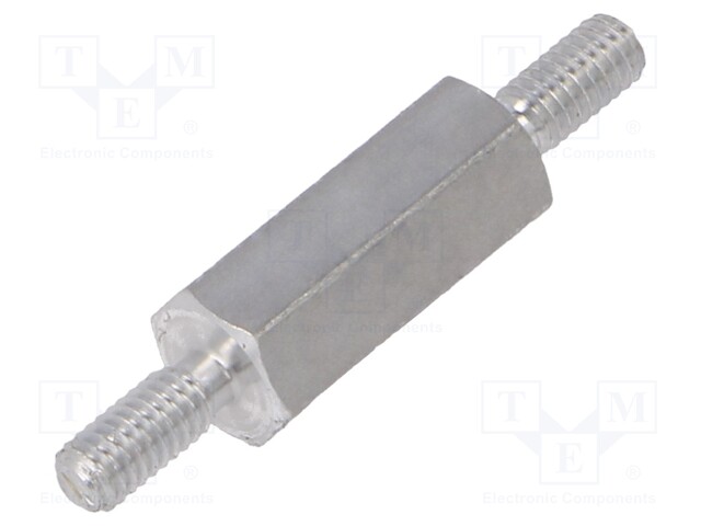 Screwed spacer sleeve; 12mm; Ext.thread: M2,5; hexagonal