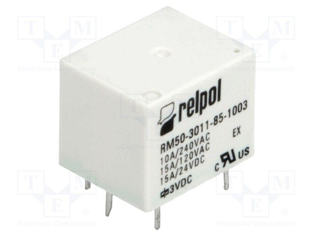 Relay: electromagnetic; SPDT; Ucoil: 3VDC; 10A/240VAC; 15A/24VDC