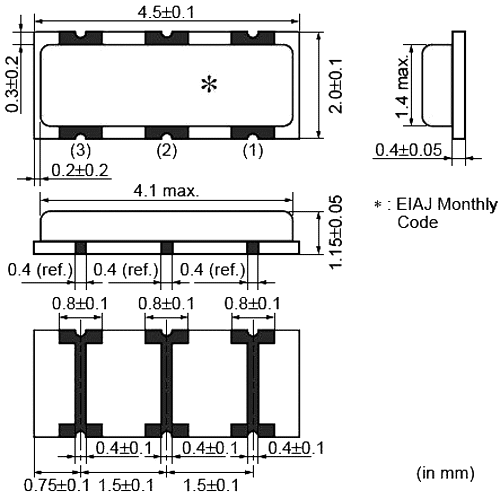 Resonator: ceramic; 4MHz; SMD; 4.5x2x1.15mm; Tol: ±0.5%; -40÷125°C