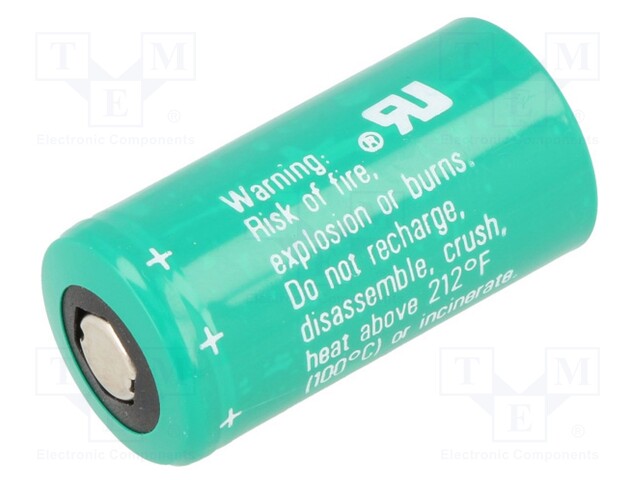 Battery: lithium; 3V; 2/3A,2/3R23; 1500mAh; non-rechargeable