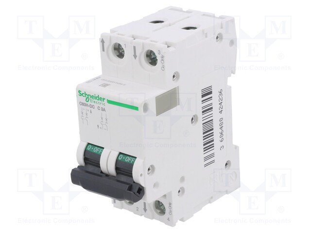 Circuit breaker; 500VDC; Inom: 3A; Poles: 2; DIN; Charact: C; 20kA