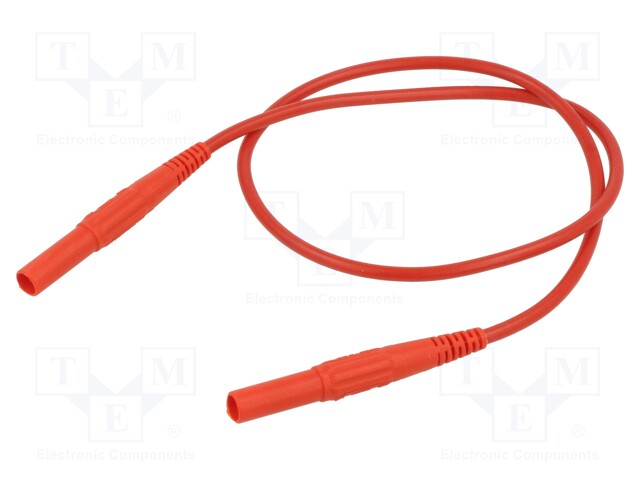 Test lead; 19A; banana plug 4mm x2; insulated; Urated: 1kV; red