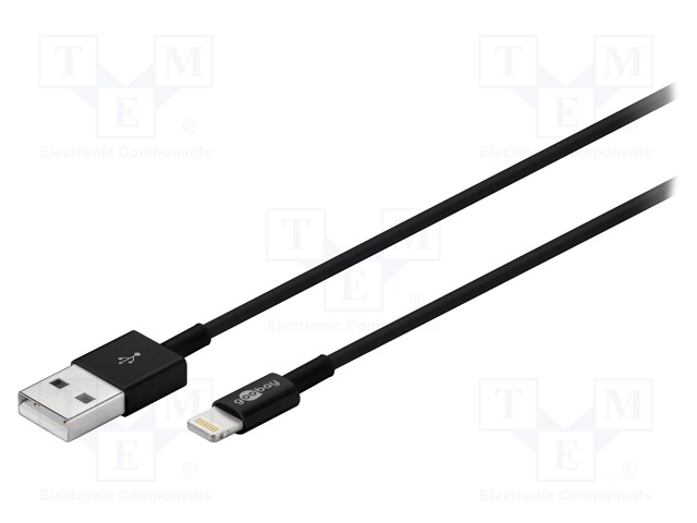 Cable; USB 2.0; USB A plug,Apple Lightning plug; 1m; black