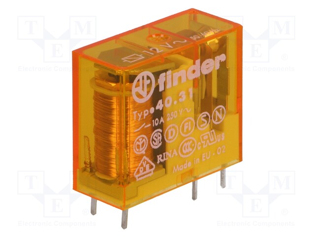 Relay: electromagnetic; SPDT; Ucoil: 12VAC; 10A/250VAC; 10A/30VDC