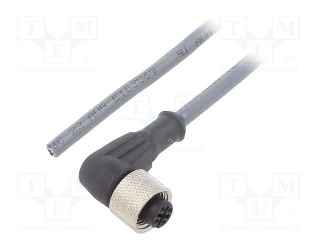 Connection lead; M12; PIN: 3; angled; 10m; plug; 250VAC; 2.7A; IP67