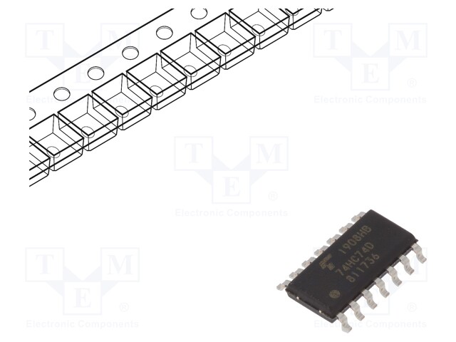 IC: digital; D flip-flop; Channels: 2; HC; SMD; SO14