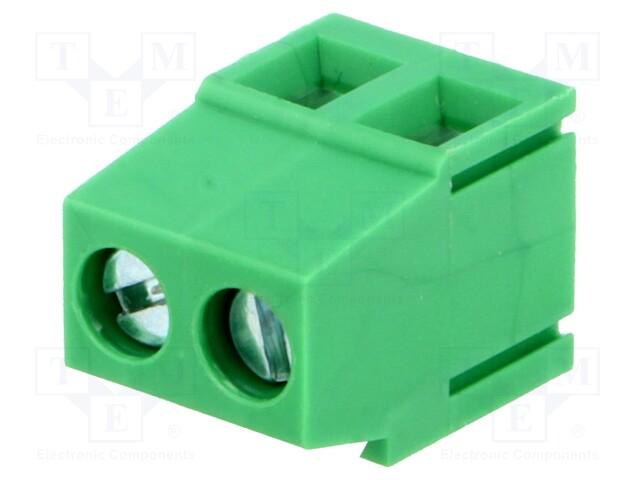 PCB terminal block; angled 90°; 5mm; ways: 2; on PCBs; 2.5mm2; 15A