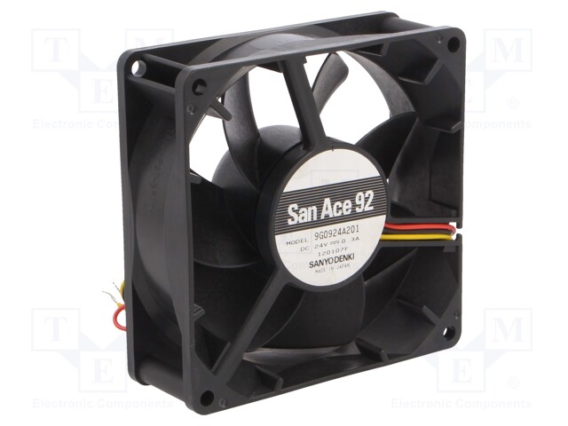 Fan: DC; axial; 24VDC; 92x92x32mm; 150m3/h; 44dBA; ball bearing