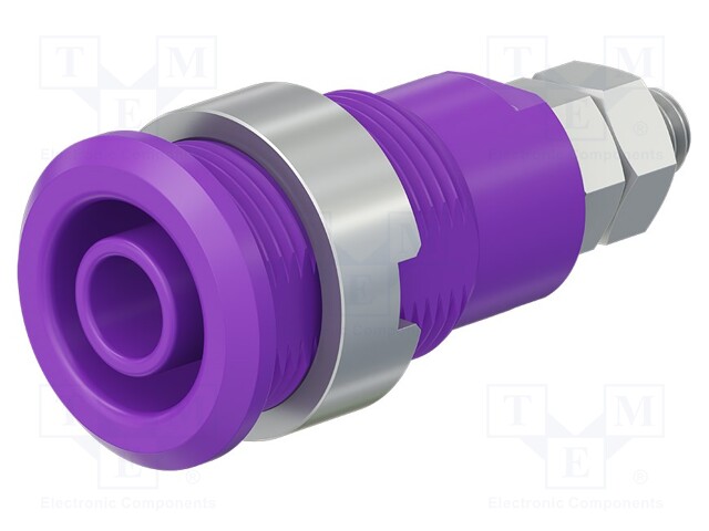 Socket; 4mm banana; 32A; violet; nickel plated; Overall len: 33mm