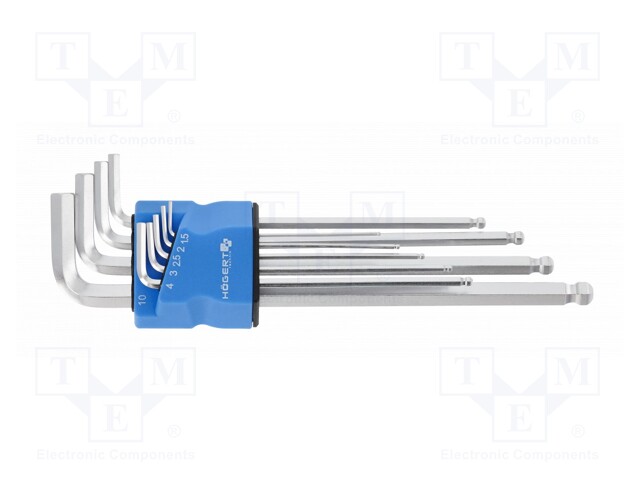 Wrenches set; hex key,spherical; tool steel; Conform to: DIN 911