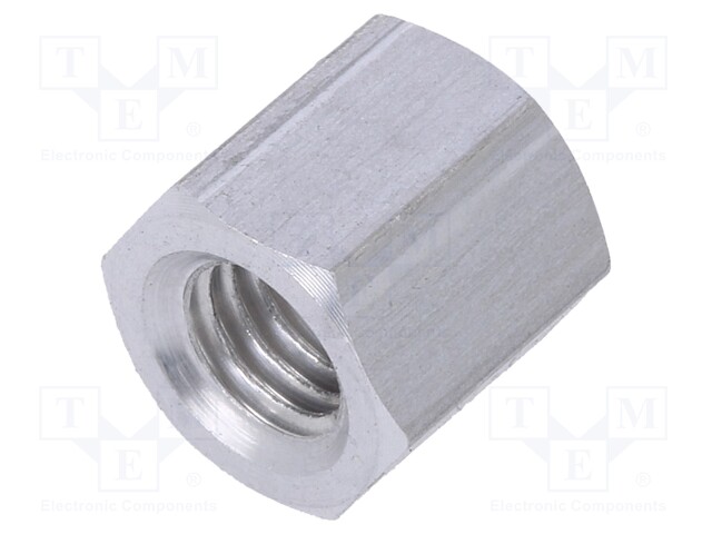 Screwed spacer sleeve; Int.thread: M5; 8mm; hexagonal; aluminium