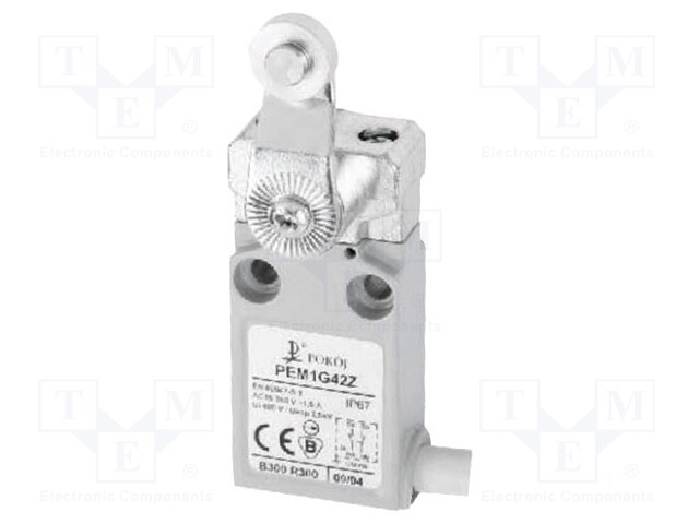 Limit switch; lever R 27mm, metallic roller Ø14mm; NO + NC; 5A