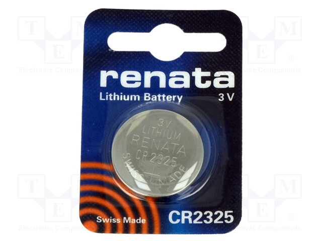 Battery: lithium; 3V; CR2325,coin; Batt.no: 1; Ø23x2.5mm; 190mAh
