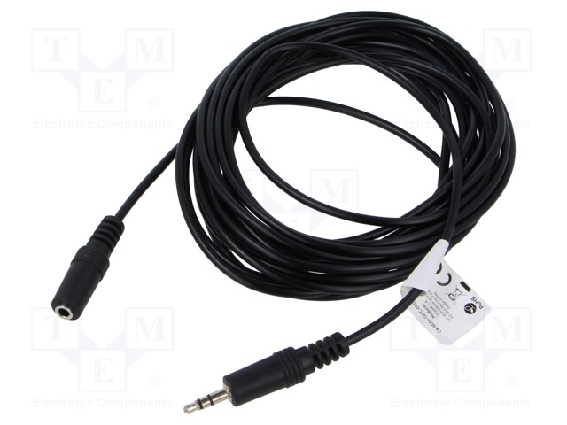 Cable; Jack 3.5mm 3pin socket,Jack 3.5mm 3pin plug; 5m; black