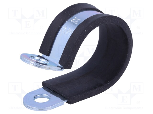 Fixing clamp; ØBundle : 32mm; W: 20mm; steel; Cover material: EPDM