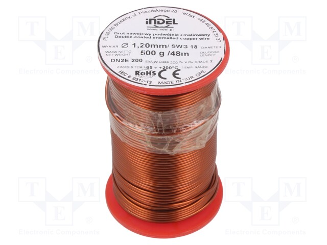 Coil wire; double coated enamelled; 1.2mm; 500g; -65÷200°C