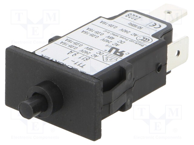 Circuit breaker; Urated: 240VAC; 48VDC; 9A; SPST; Poles: 1; SNAP-IN