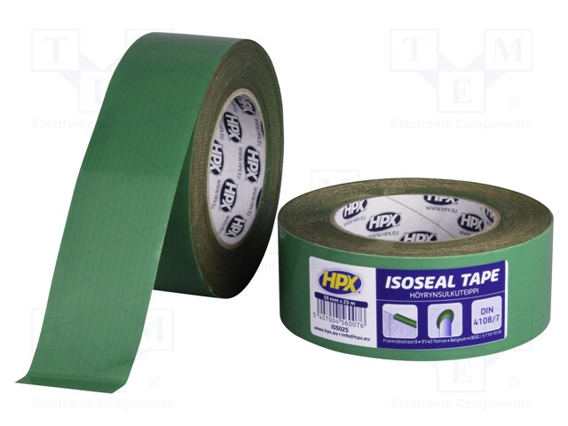 Tape: sealing; W: 50mm; L: 25m; D: 0.25mm; green; acrylic; max.100°C