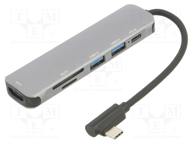 Adapter; USB 3.0; nickel plated; 0.15m; black; 5Gbps; silver; PVC