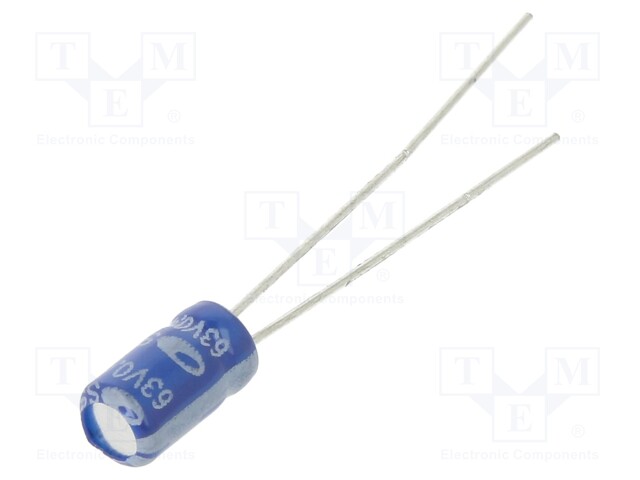 Capacitor: electrolytic; THT; 470nF; 63VDC; Ø4x7mm; Pitch: 1.5mm