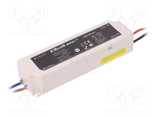 Power supply: switched-mode; LED; 36W; 12VDC; 3A; IP67; OUT: 1