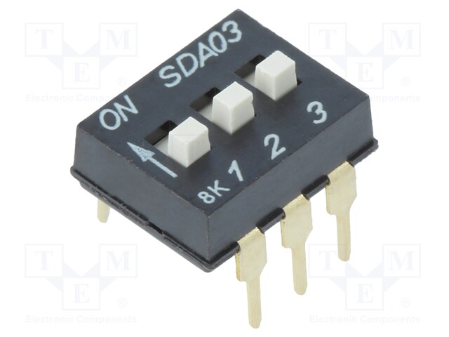 Switch: DIP-SWITCH; Poles number: 3; ON-OFF; 0.025A/24VDC; Pos: 3