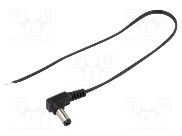 Cable; wires,DC 5,5/2,5 plug; angled; 0.35mm2; black; 0.25m