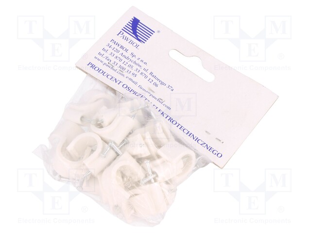 Holder; white; Application: on round cable; 25pcs; with a nail