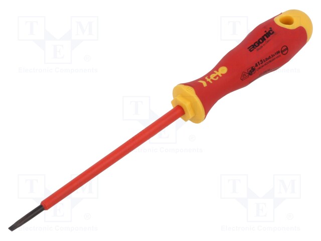 Screwdriver; insulated; slot; 3,0x0,5mm; ERGONIC®