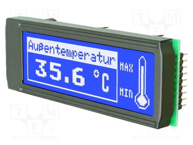 Display: LCD; graphical; 122x32; STN Positive; blue; 68x26.8mm; LED