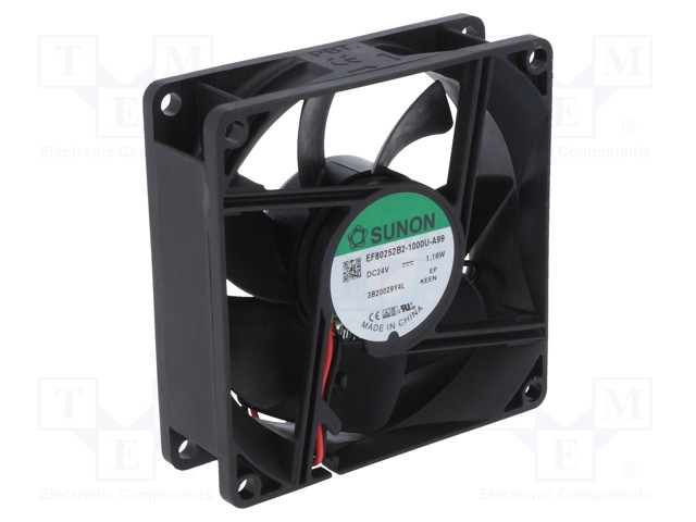 Fan: DC; axial; 24VDC; 80x80x25mm; 62.86m3/h; 30dBA; ball bearing