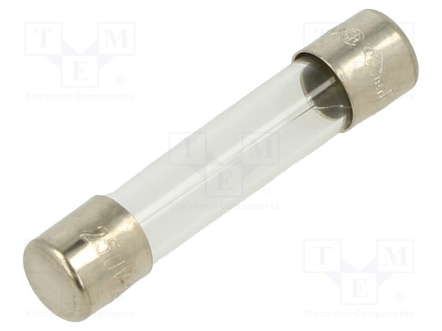 Fuse: fuse; 2.5A; 250VAC; glass; 6.35x31.8mm; brass; bulk