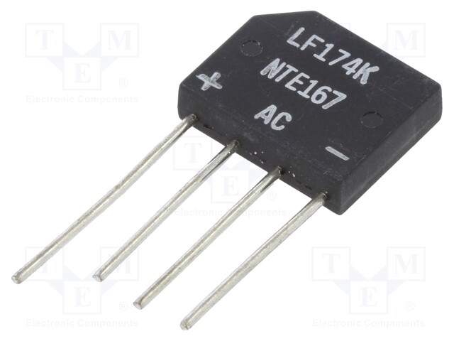 Single-phase bridge rectifier; Urmax: 200V; If: 2A; Ifsm: 60A; THT