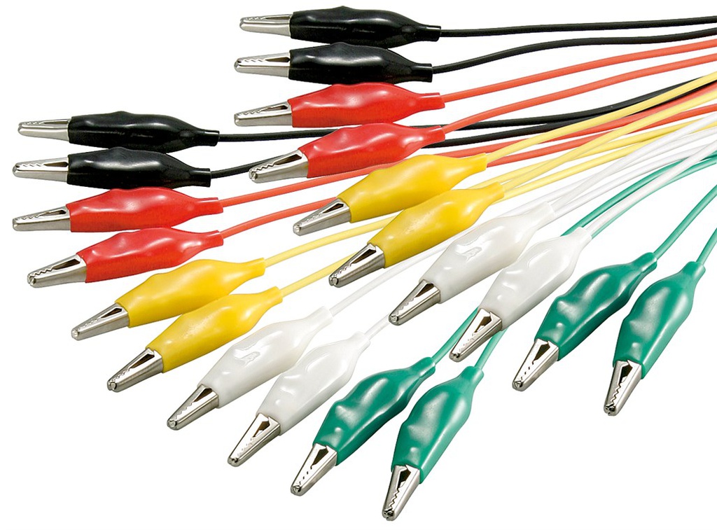 Test lead; PVC; 0.48m; 1A; white,black,red,green,yellow; 0.33mm2