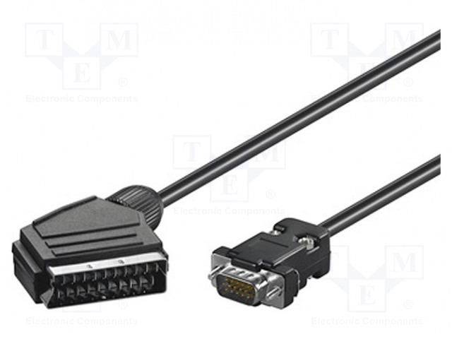 Cable; D-Sub 15pin HD plug,SCART plug; 5m; black