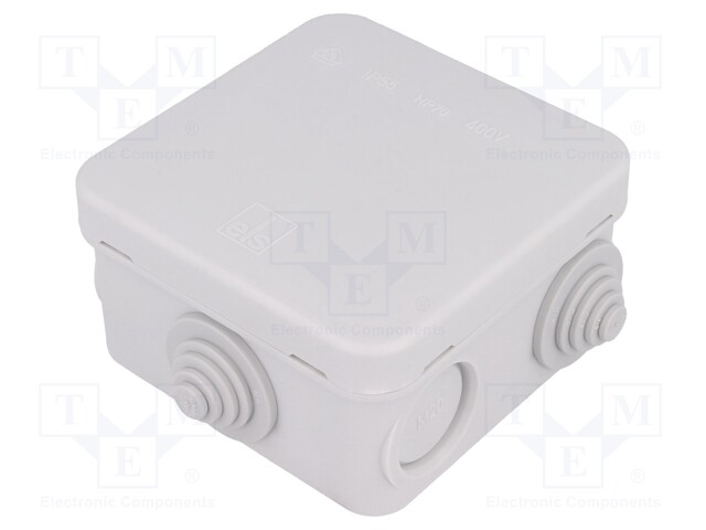 Enclosure: junction box; X: 75mm; Y: 75mm; Z: 42mm; wall mount; IP55