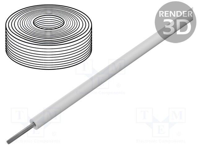 Wire; stranded; Cu; silicone; white; 150°C; 600V; 7.5m; 10AWG; 25ft