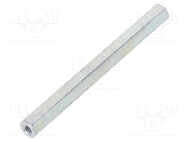 Screwed spacer sleeve; Int.thread: M3; 65mm; hexagonal; steel