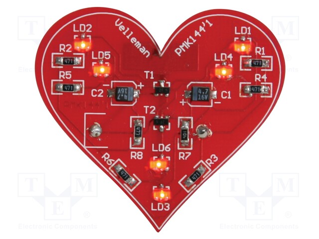 Flashing heart; visual effects; No.of diodes: 6; 49x44x8mm