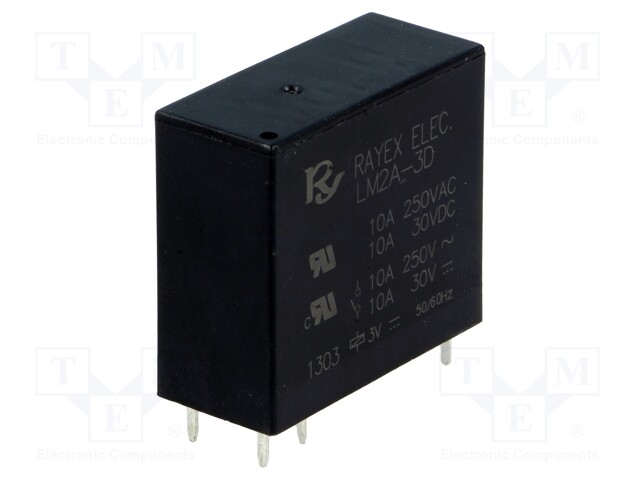 Relay: electromagnetic; DPST-NO; Ucoil: 3VDC; 5A/250VAC; 5A/30VDC