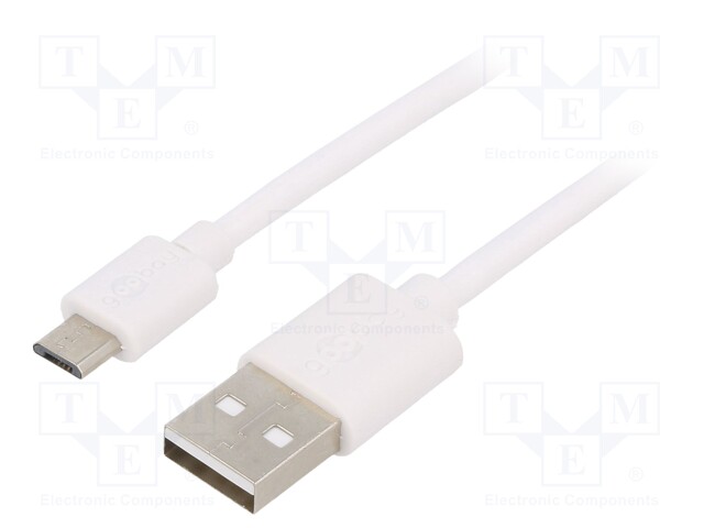 Cable; USB 2.0; USB A plug,USB B micro plug; nickel plated; 1m