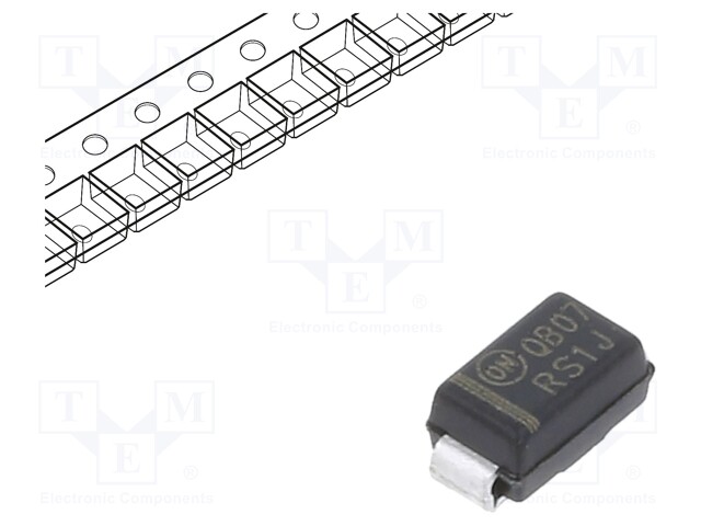 Diode: rectifying; SMD; 600V; 1A; 250ns; Package: reel,tape; SMA