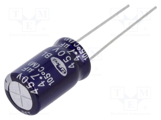 Capacitor: electrolytic; low impedance; THT; 4.7uF; 450VDC; ±20%